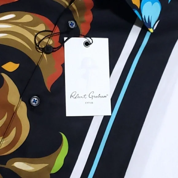 NEW Robert Graham Floral Vibrant XL Classic Fit Short Sleeve Sport Shirt